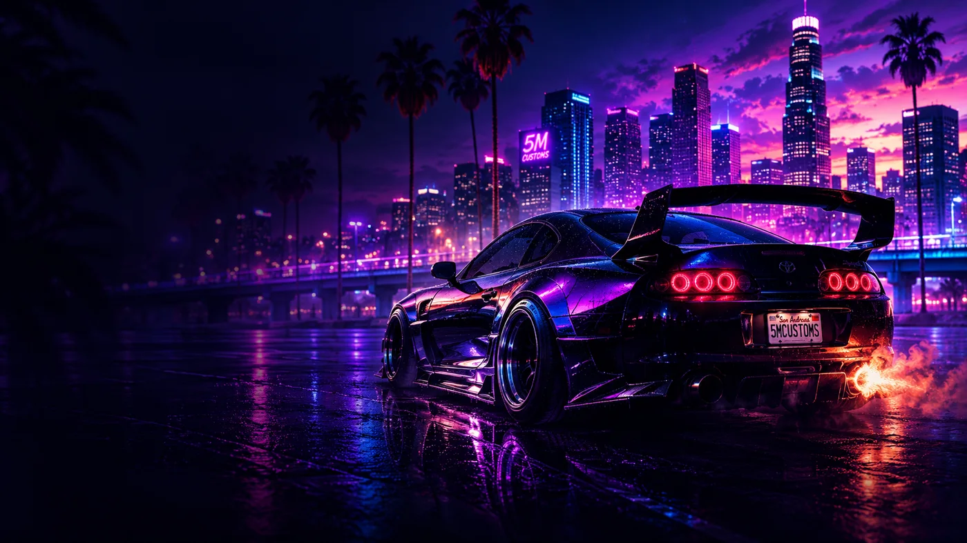Los Santos bei Nacht auf einem FiveM Roleplay-Server