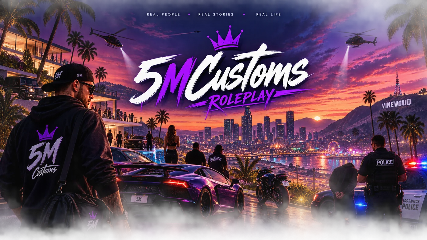 Ladebildschirm eines FiveM Servers mit 5MCustoms